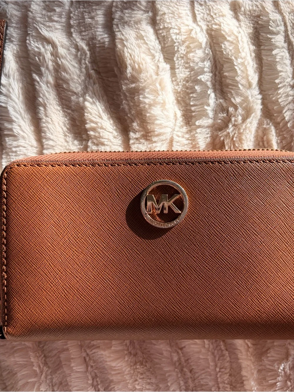 Michael Kors Brown Saffiano Leather Satchel and Matching Zip Wallet